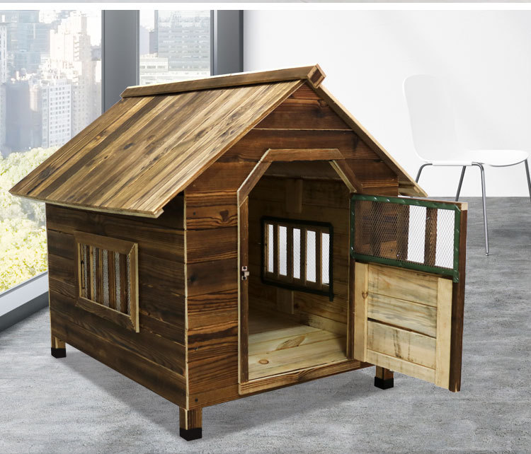 10mm Assemlable Carbonized wood dog house 