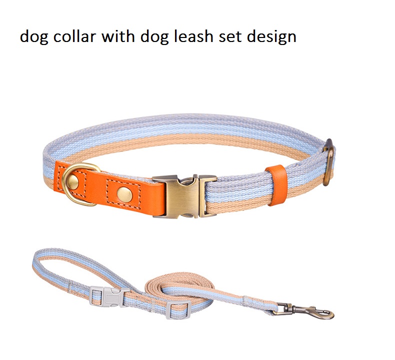 Dog Collar with Engraved Buckle for Small Medium Large Dogs, Custom Nylon and Genuine Leather Sewing Dog Collar with Name