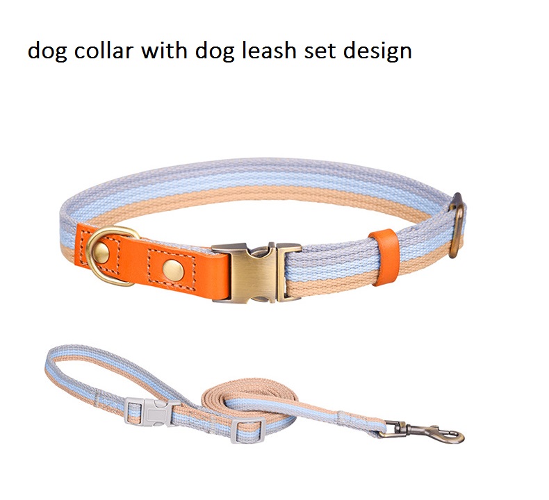Dog Collar with Engraved Buckle for Small Medium Large Dogs, Custom Nylon and Genuine Leather Sewing Dog Collar with Name