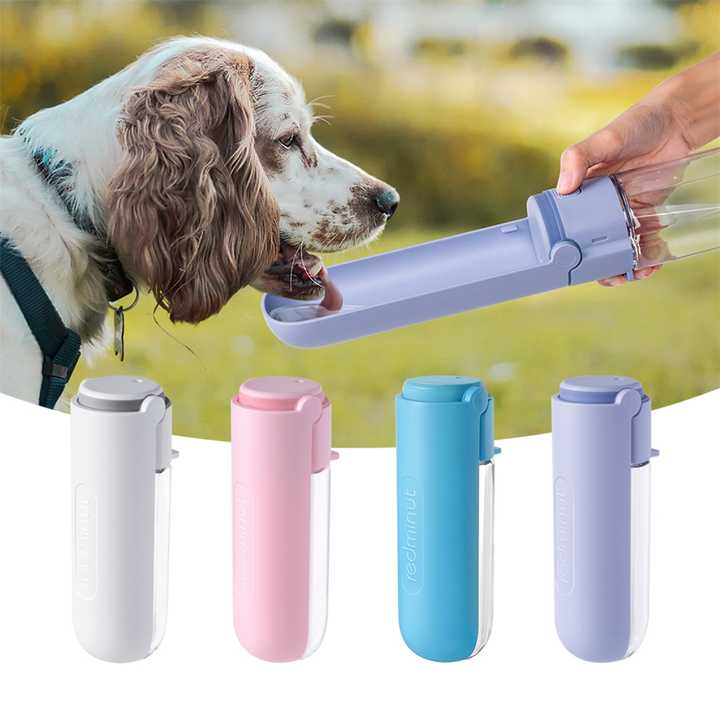 Redminut High Quality Collapsible Plastic Travel Drink Feeder Portable Pet Dog Water Bottle 420Ml